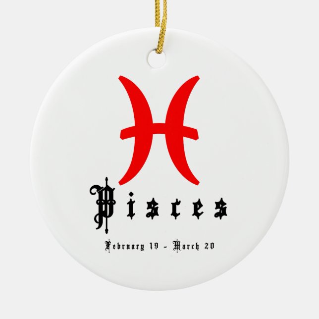 Pisces, February 19 - March 20 Ceramic Ornament (Front)