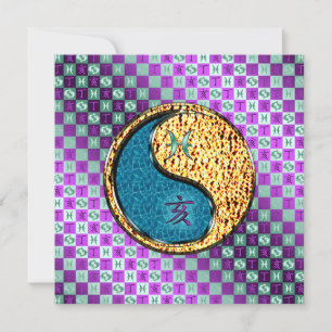 Pisces & Fire Boar Flat Greeting Card