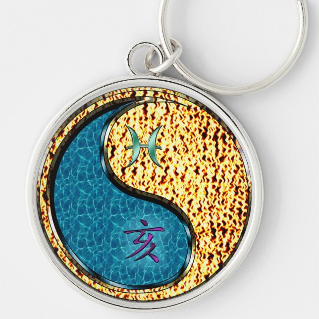 Pisces & Fire Boar Keychain (Front)
