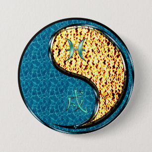 Pisces & Fire Dog 3 Inch Round Button