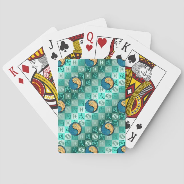 Pisces & Fire Dog Playing Cards (Back)