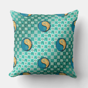 Pisces & Fire Dog Throw Pillow