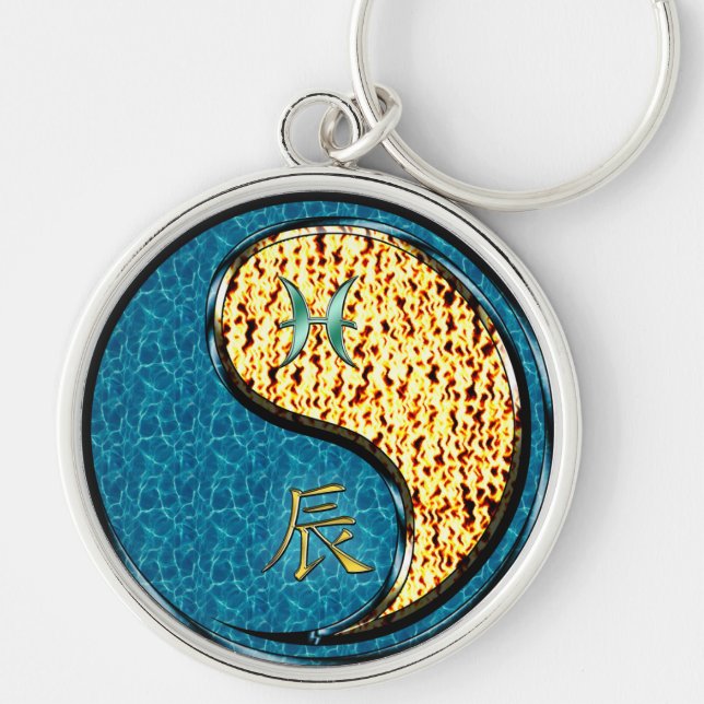 Pisces & Fire Dragon Keychain (Front)