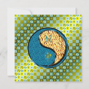 Pisces & Fire Monkey Flat Greeting Card