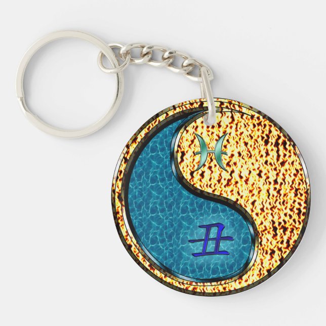 Pisces & Fire Ox Keychain (Front)