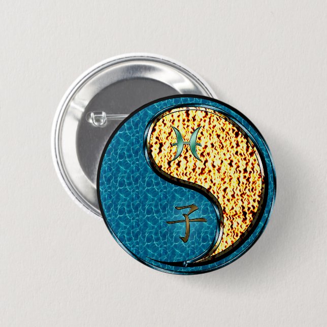Pisces & Fire Rat 2 Inch Round Button (Front & Back)