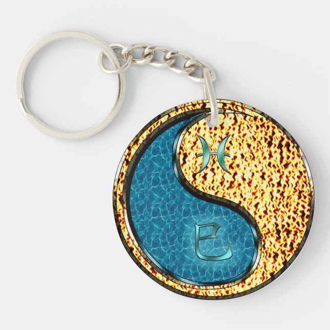Pisces & Fire Snake Keychain (Front)