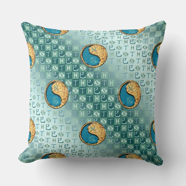 Pisces & Fire Snake Throw Pillow (Front)