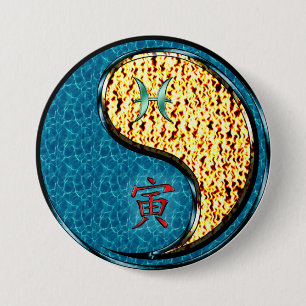 Pisces & Fire Tiger 3 Inch Round Button