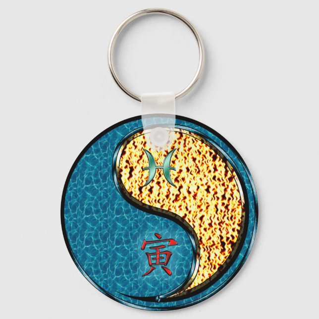 Pisces & Fire Tiger Keychain (Front)