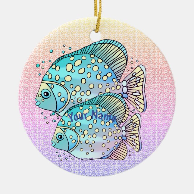 Pisces Fish Ceramic Ornament (Front)