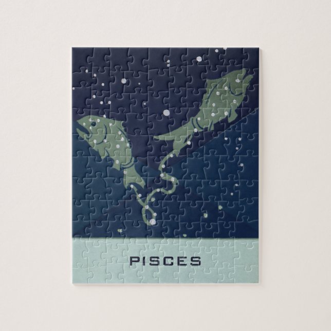 Pisces Fish Constellation Vintage Zodiac Astrology Jigsaw Puzzle (Vertical)