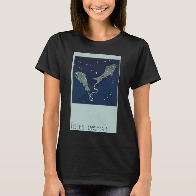 Pisces Fish Constellation Vintage Zodiac Astrology T-Shirt (Front)