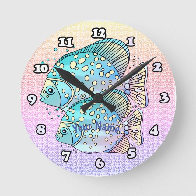 Pisces Fish Round Clock (Front)