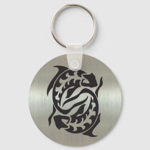 Pisces Fish Silhouette with Metallic Effect Keychain