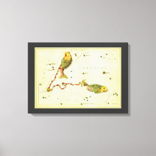 Pisces Fish, Vintage Constellation Urania's Mirror Canvas Print