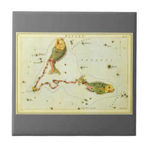 Pisces Fish, Vintage Constellation Urania's Mirror Tile