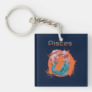 Pisces Fish Zodiac Horoscope Water Astrology Sign  Keychain