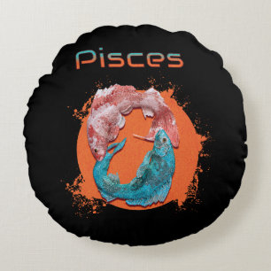 Pisces Fish Zodiac Horoscope Water Astrology Sign Round Pillow