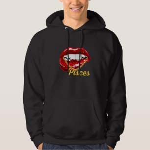 Pisces Girl Juicy Lips Gold Chain Astrology Zodiac Hoodie