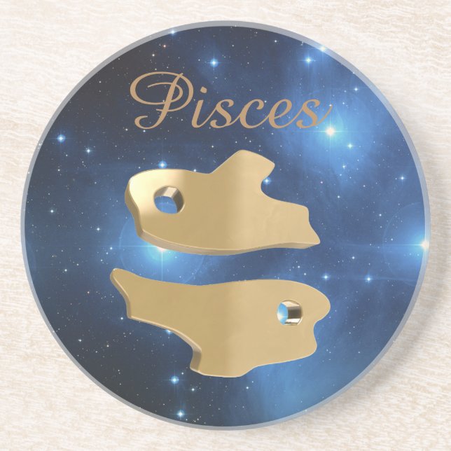 Pisces golden sign coaster (Front)