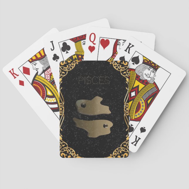 Pisces golden sign playing cards (Back)