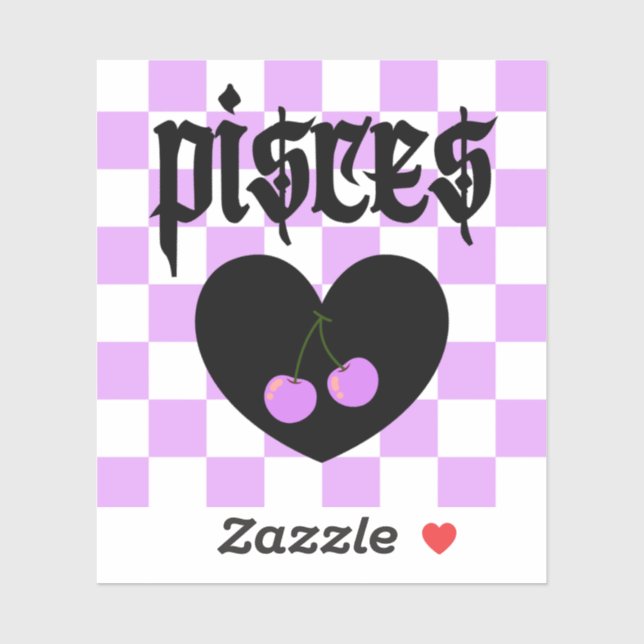 Pisces Gothic Aesthetic Chequered Cherry Art (Sheet)