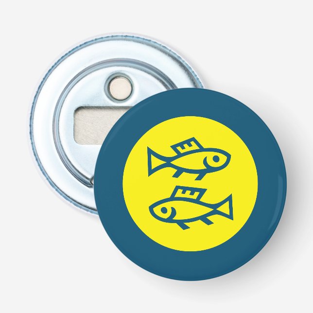 Pisces Horoscope Yellow Blue Modern Minimalist Bottle Opener (Front)