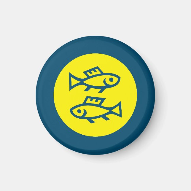 Pisces Horoscope Yellow Blue Modern Minimalist Magnet (Front)