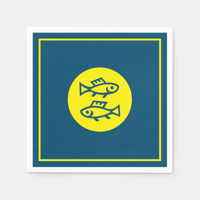 Pisces Horoscope Yellow Blue Modern Minimalist Napkin (Front)