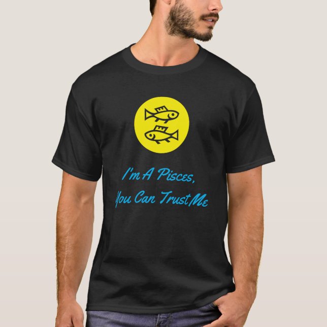 Pisces Horoscope Zodiac Sign Modern Minimalist T-Shirt (Front)