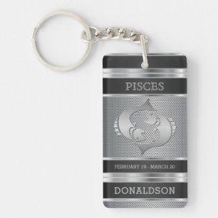 Pisces ♓ in Black and Silver Mesh Keychain