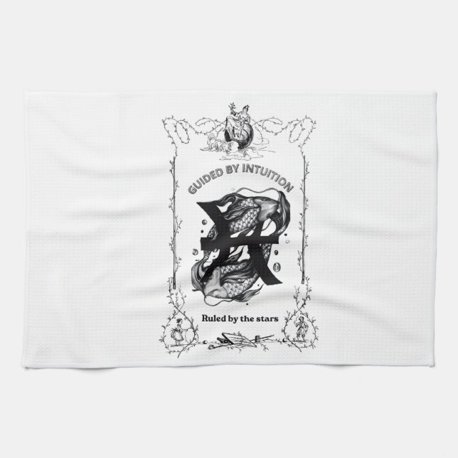 Pisces Intuition Celestial Design Kitchen Towel (Horizontal)