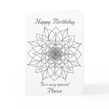Pisces Mandala: Colour your own Birthday Card
