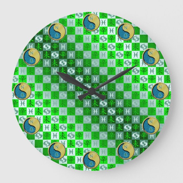 Pisces & Metal Goat Large Clock (Front)