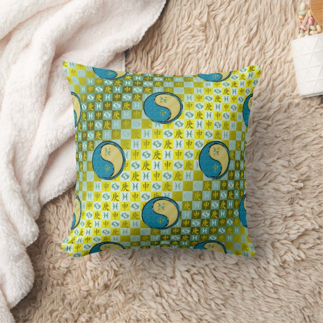 Pisces & Metal Monkey Throw Pillow (Blanket)