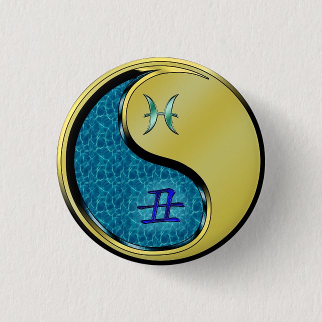 Pisces & Metal Ox 1 Inch Round Button (Front)