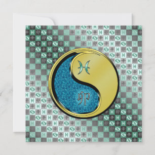 Pisces & Metal Rabbit Flat Greeting Card