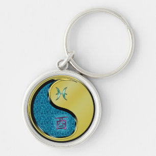Pisces & Metal Rooster Keychain