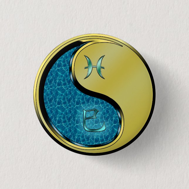 Pisces & Metal Snake 1 Inch Round Button (Front)