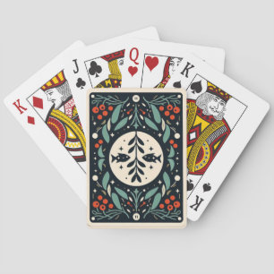 Pisces Mistlletoe Holly berries Border Playing Cards