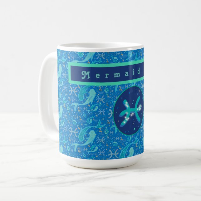 Pisces Modern Personalized Coffee Mug (Front Left)