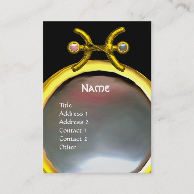 PISCES MONOGRAM, Pearl black yellow pink grey Business Card (Front)