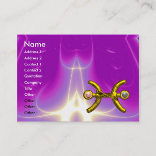 PISCES ,pearl, bright vibrant purple violet pink Business Card