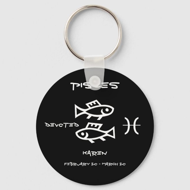 Pisces Personalized Keychain (Front)