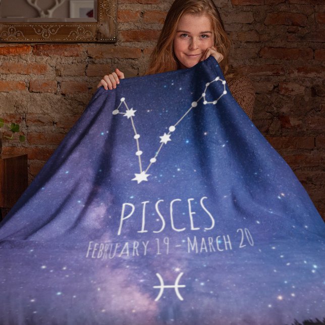 Pisces | Personalized Zodiac Constellation Fleece Blanket (Creator Uploaded)
