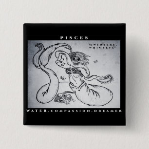 Pisces Print 2 Inch Square Button