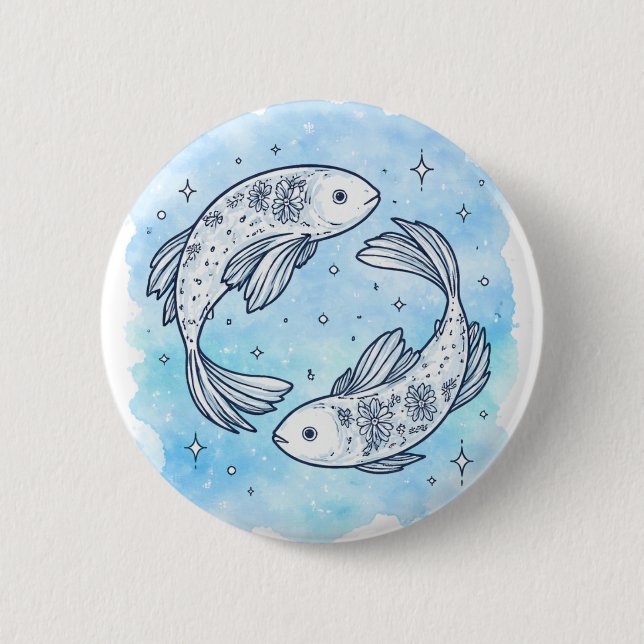 Pisces Sign 2 Inch Round Button (Front)