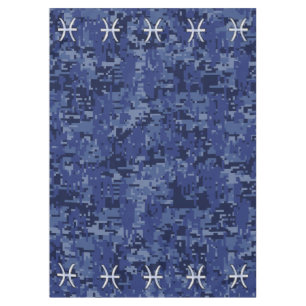 Pisces Sign Navy Blue Digital Camouflage Tablecloth