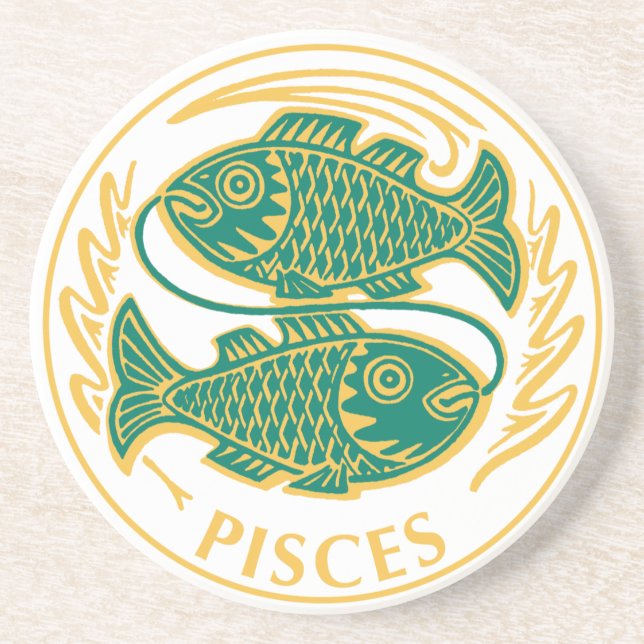 Pisces Sign of the Zodiac on a Coaster (Front)